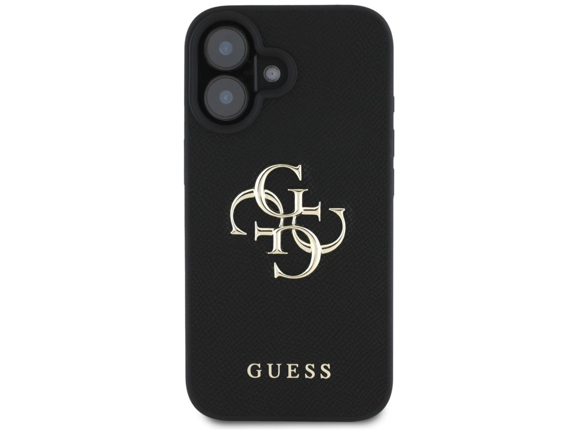 Guess Grained Big 4G Logo Small Classic Logo case for iPhone 16 - black