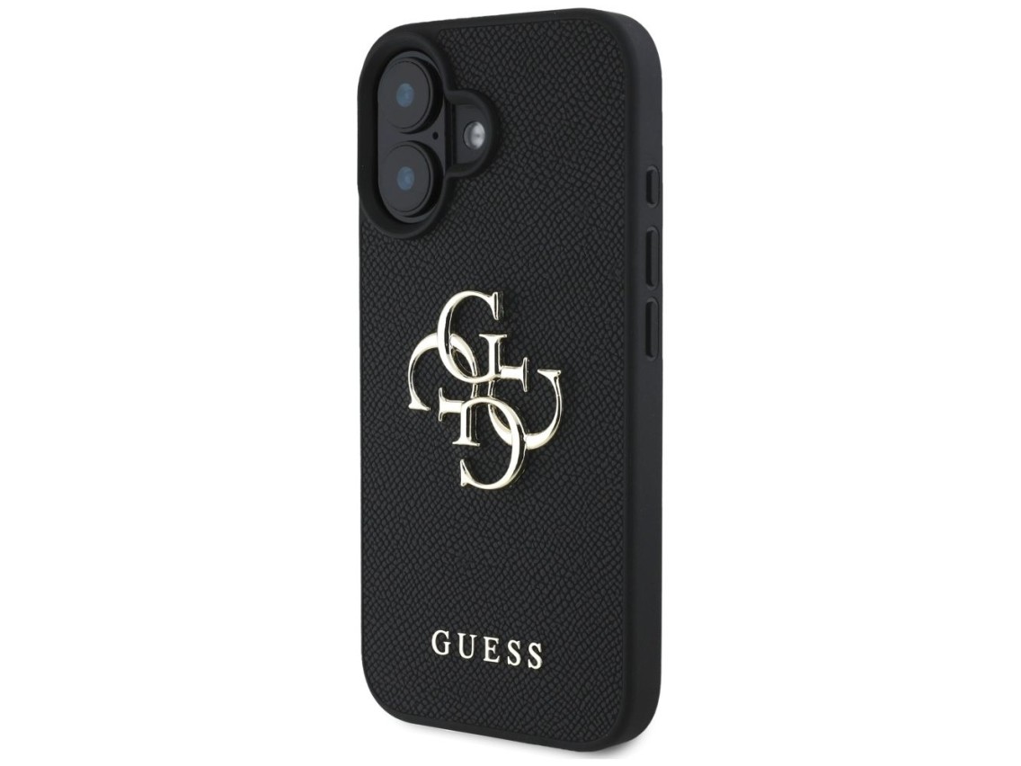 Guess Grained Big 4G Logo Small Classic Logo case for iPhone 16 - black