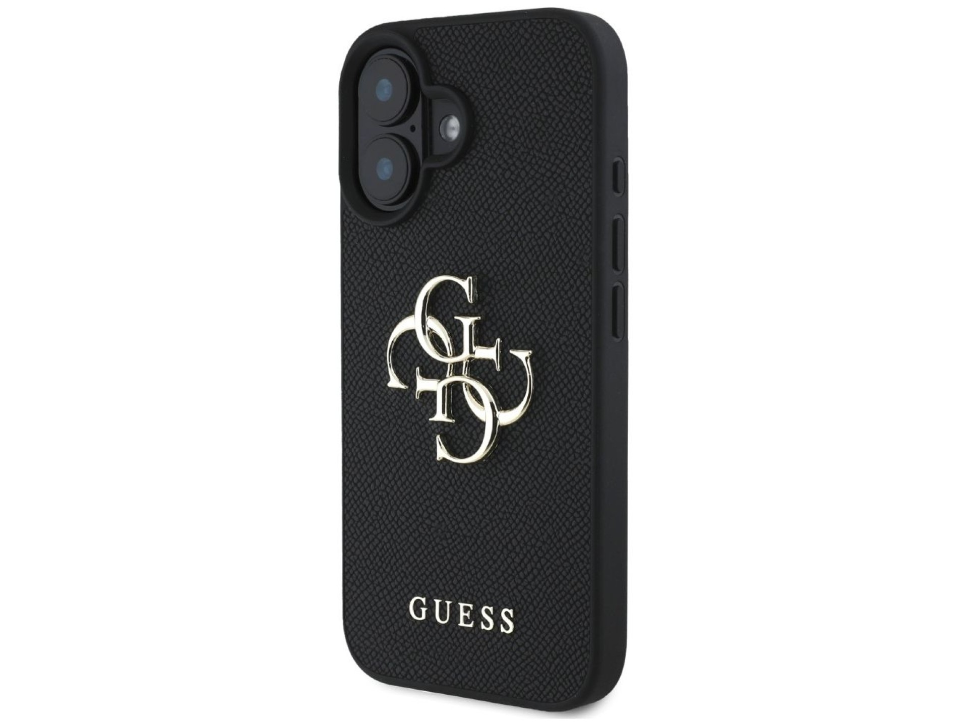 Guess Grained Big 4G Logo Small Classic Logo case for iPhone 16 - black