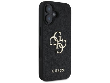 Capa Guess Granulada com Logo 4G Grande e Logo Cl�ssico Pequeno para iPhone 16 - preta