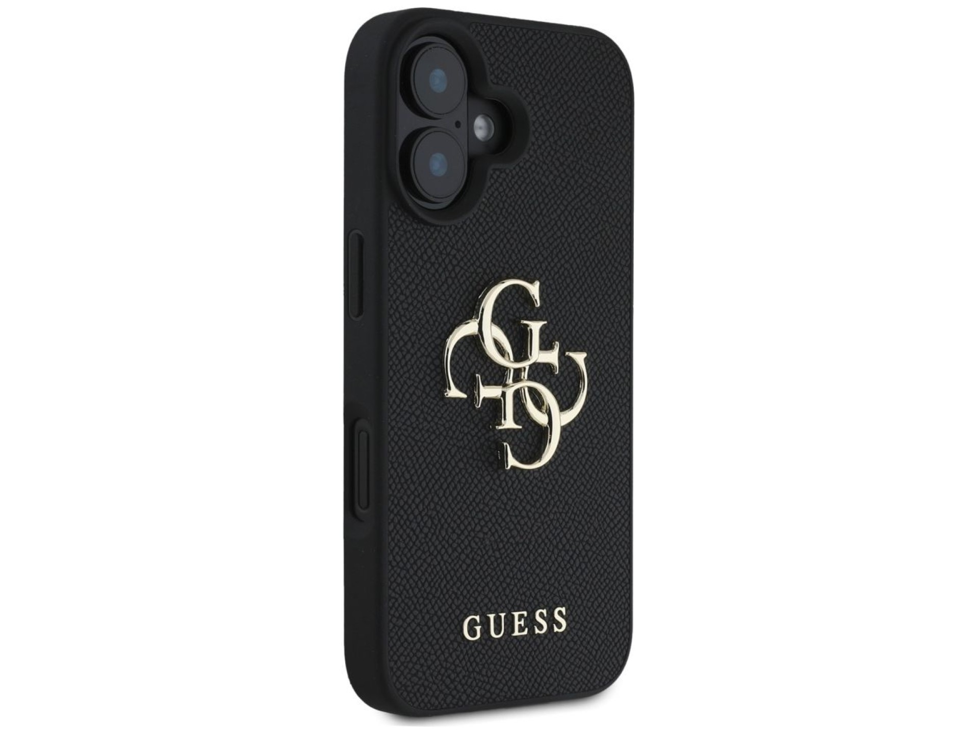 Guess Grained Big 4G Logo Small Classic Logo case for iPhone 16 - black