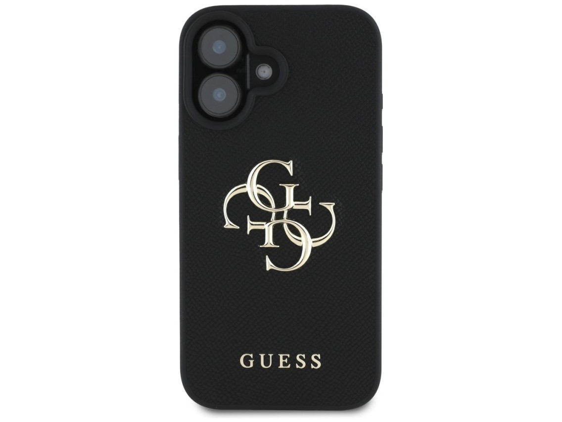 Guess Grained Big 4G Logo Small Classic Logo case for iPhone 16 - black