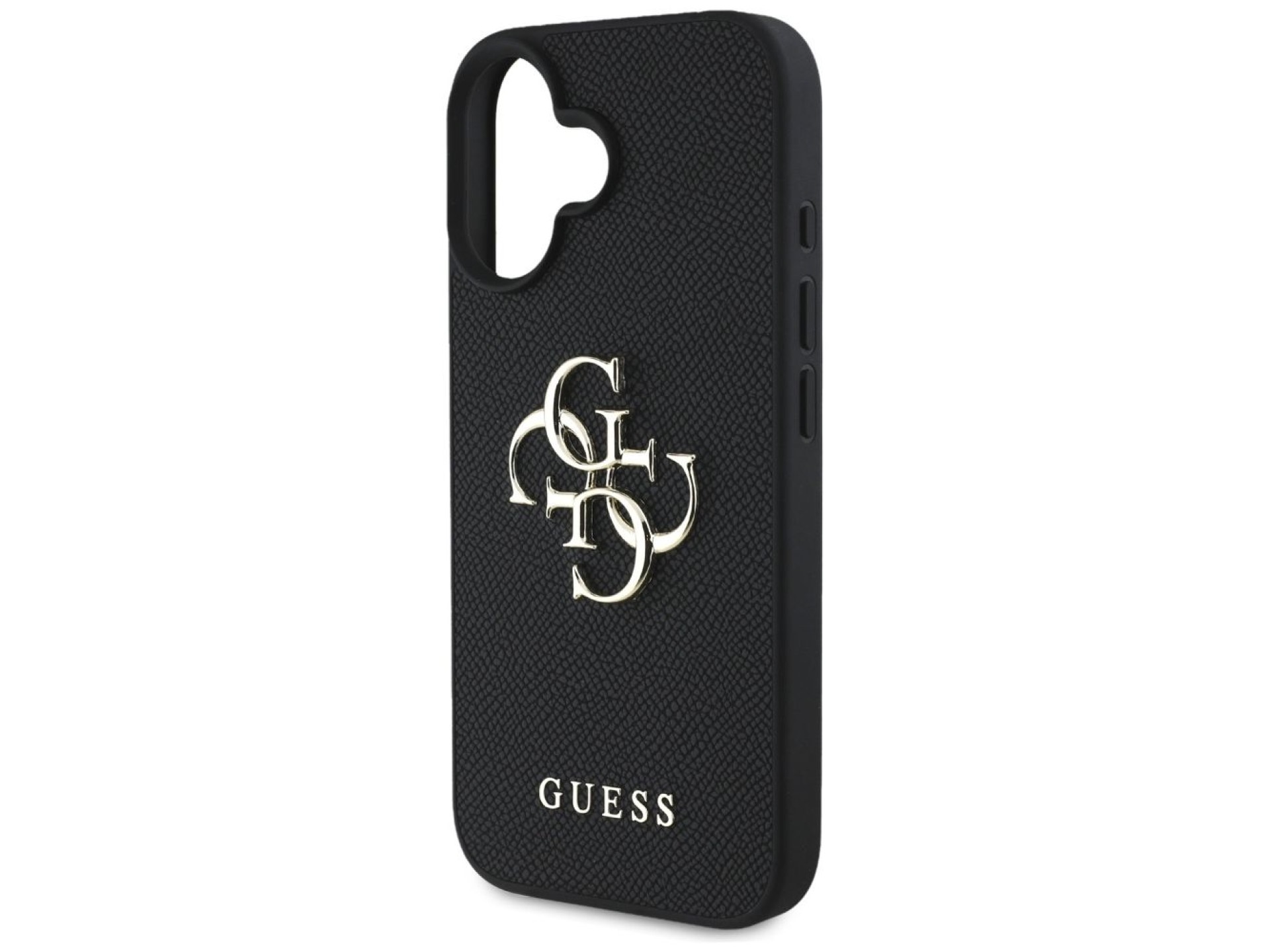 Guess Grained Big 4G Logo Small Classic Logo case for iPhone 16 - black