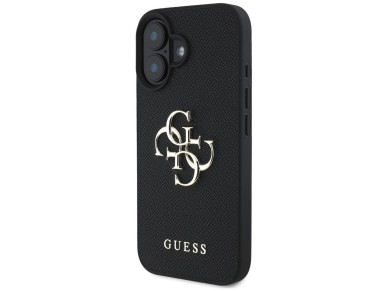 Capa Guess Granulada com Logo 4G Grande e Logo Cl�ssico Pequeno para iPhone 16 - preta