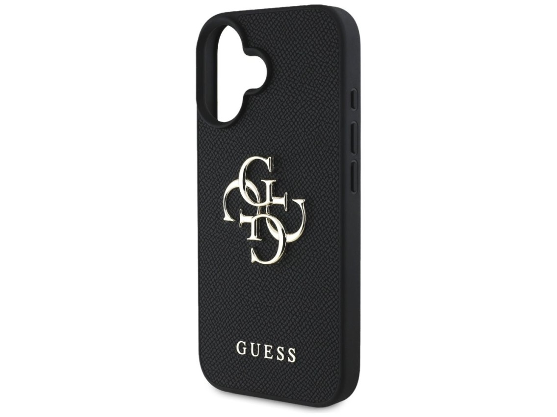 Guess Grained Big 4G Logo Small Classic Logo case for iPhone 16 - black