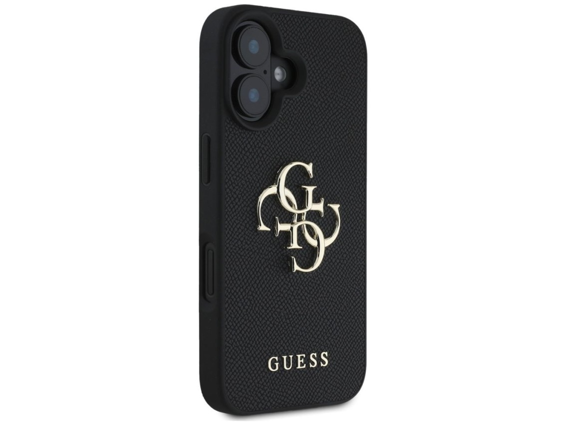 Guess Grained Big 4G Logo Small Classic Logo case for iPhone 16 - black