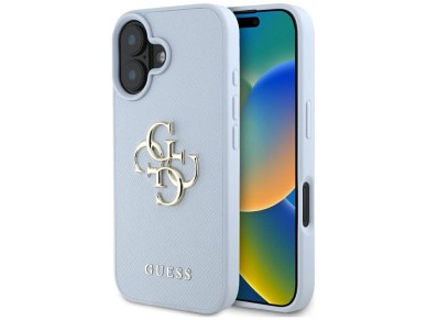 Guess Grained Big 4G Logo Small Classic Logo case for iPhone 16 - blue Guess Grained Big 4G Logo Small Classic Logo case for iPhone 16 - blue