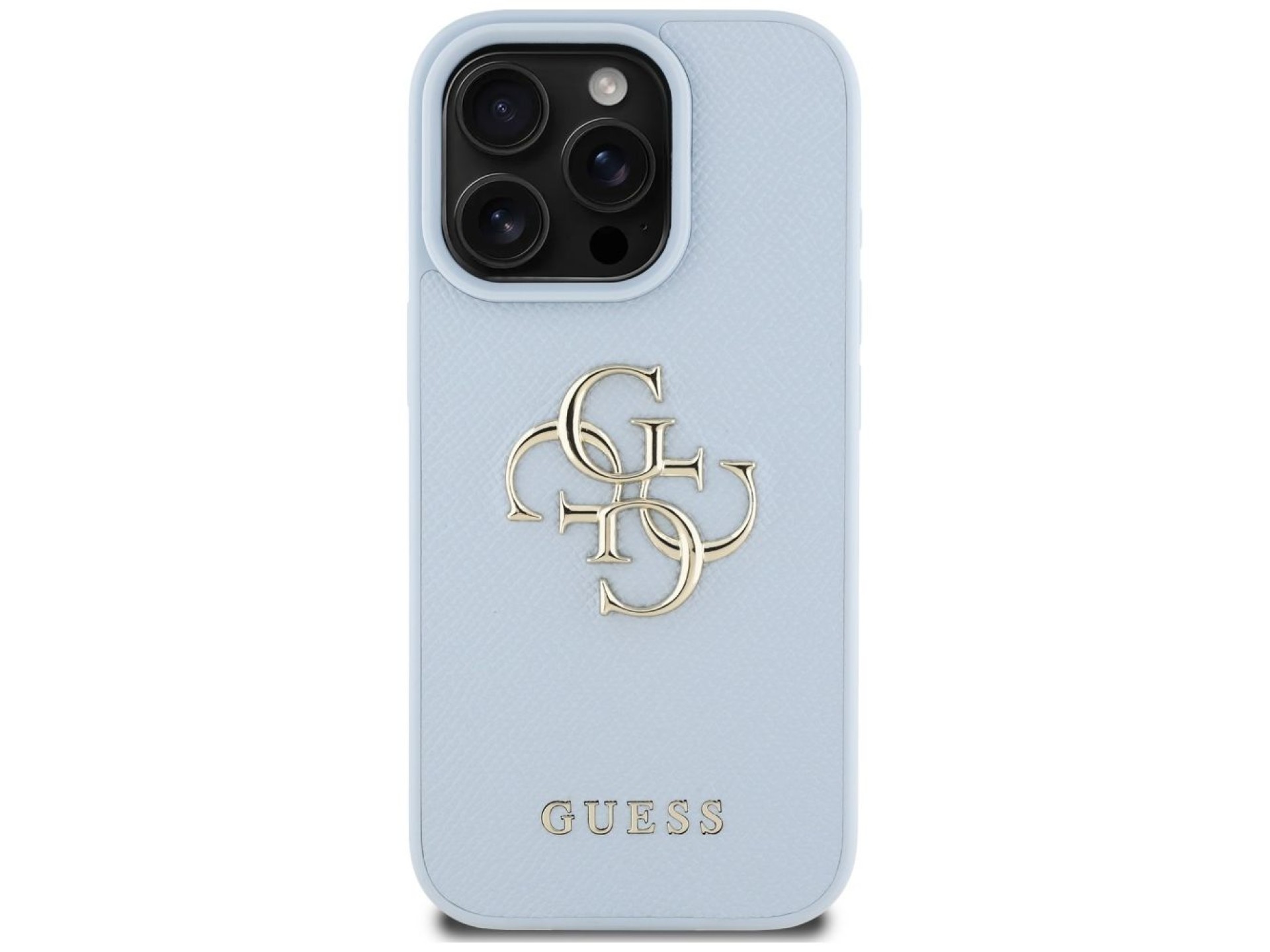 Guess Grained Big 4G Logo Small Classic Logo case for iPhone 16 Pro - blue