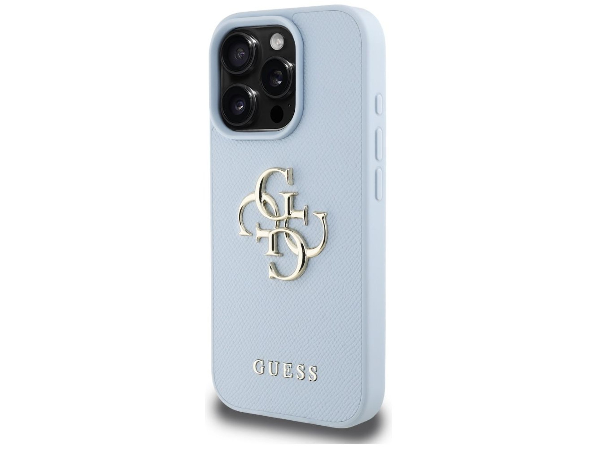 Guess Grained Big 4G Logo Small Classic Logo case for iPhone 16 Pro - blue