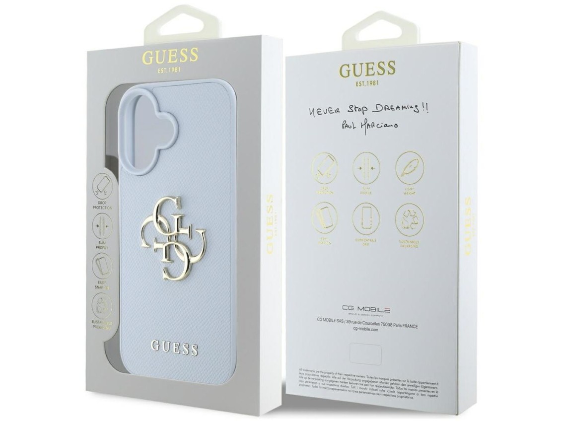 Funda Guess Grained Big 4G Logo Small Classic Logo para iPhone 16 - azul