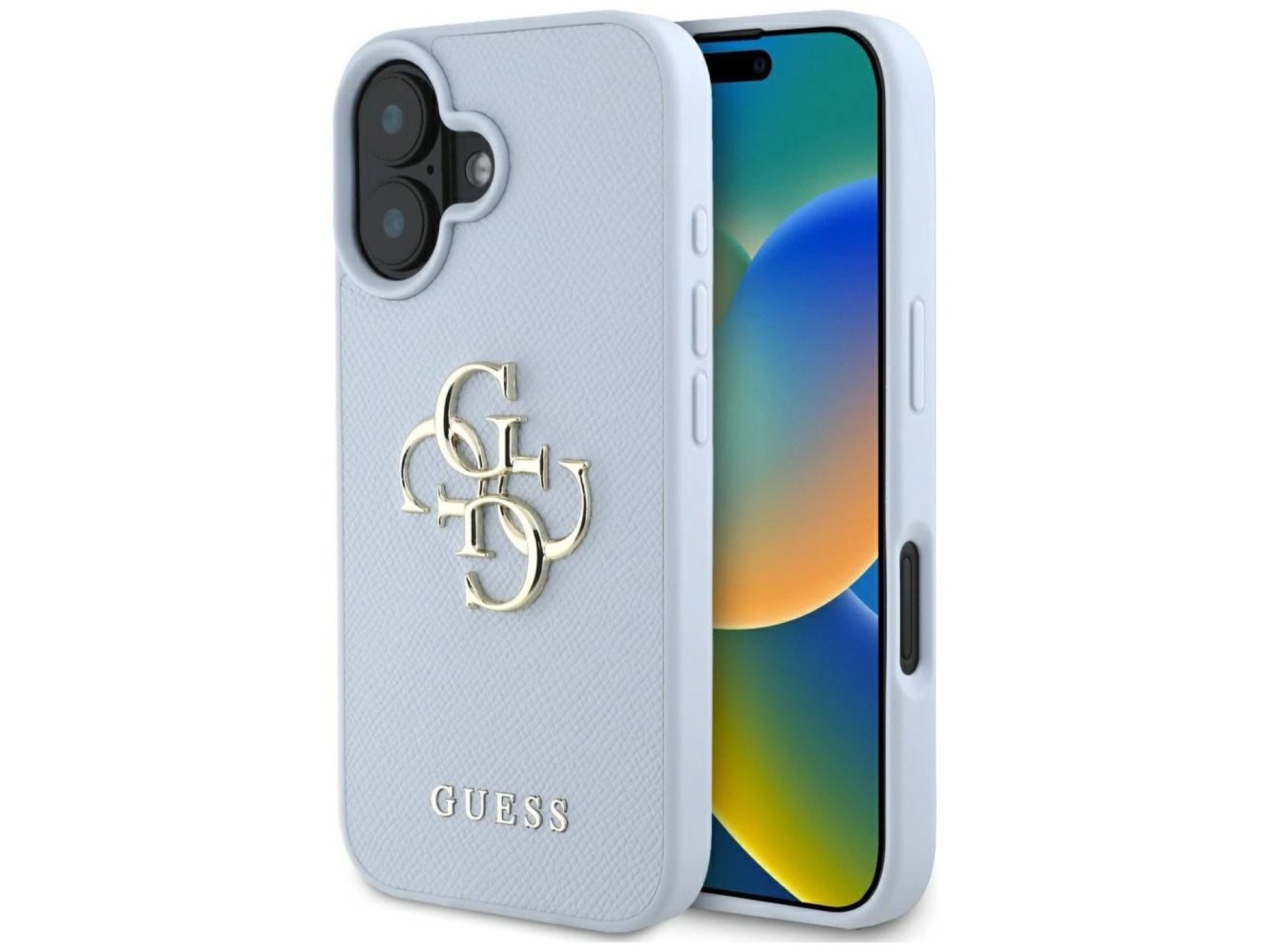 Funda Guess Grained Big 4G Logo Small Classic Logo para iPhone 16 - azul