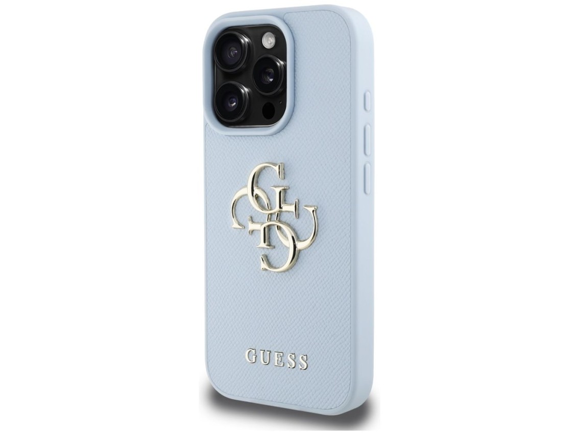 Guess Grained Big 4G Logo Small Classic Logo case for iPhone 16 Pro Max - blue