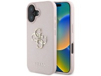 Capa Guess Granulada com Logo 4G Grande e Logo Clássico Pequeno para iPhone 16 - rosa Capa Guess Granulada com Logo 4G Grande e Logo Clássico Pequeno para iPhone 16 - rosa