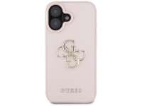 Capa Guess Granulada com Logo 4G Grande e Logo Clássico Pequeno para iPhone 16 - rosa Capa Guess Granulada com Logo 4G Grande e Logo Clássico Pequeno para iPhone 16 - rosa
