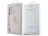 Capa Guess Granulada com Logo 4G Grande e Logo Clássico Pequeno para iPhone 16 - rosa Capa Guess Granulada com Logo 4G Grande e Logo Clássico Pequeno para iPhone 16 - rosa