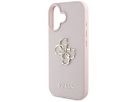 Capa Guess Granulada com Logo 4G Grande e Logo Clássico Pequeno para iPhone 16 - rosa Capa Guess Granulada com Logo 4G Grande e Logo Clássico Pequeno para iPhone 16 - rosa