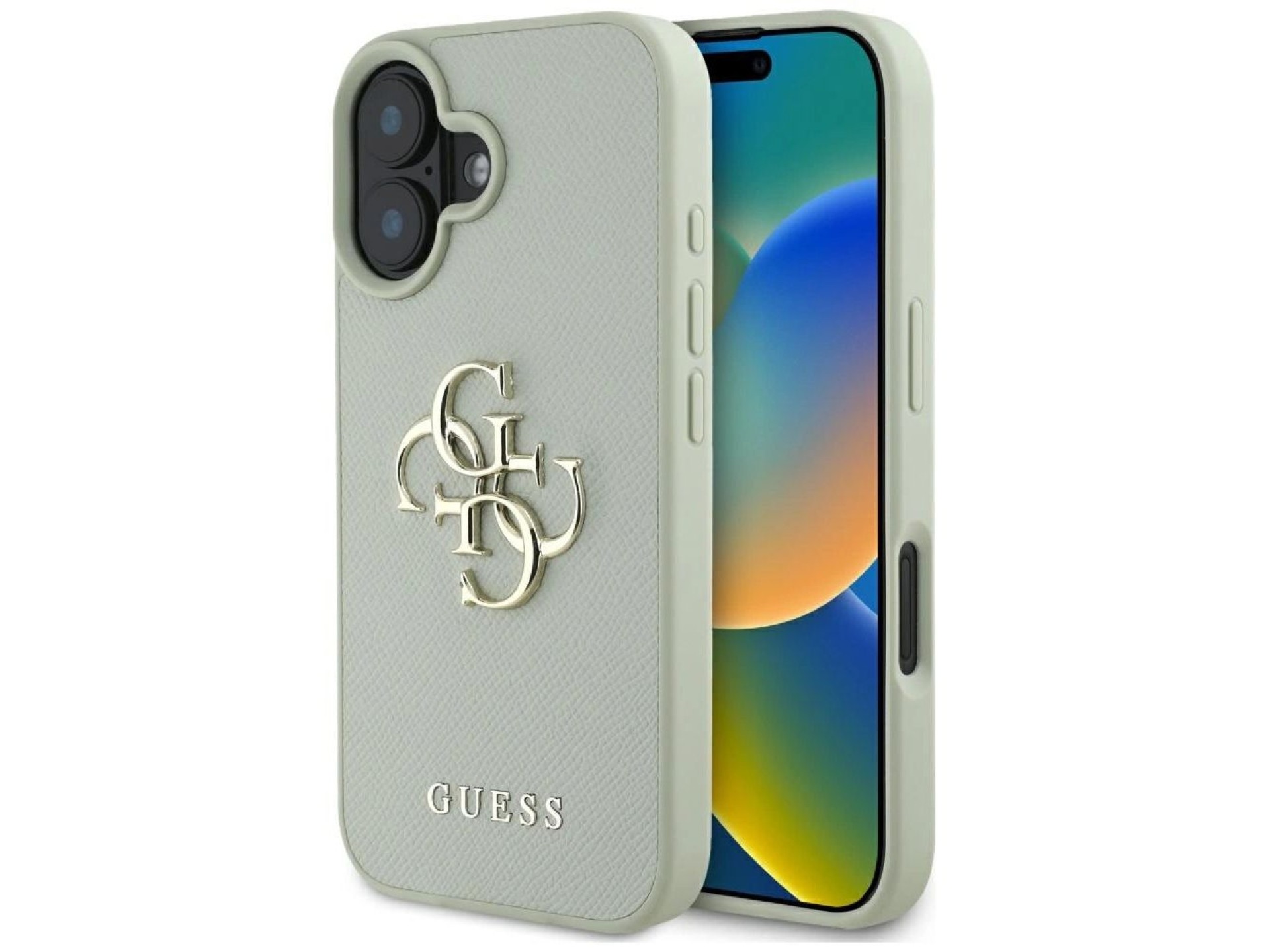 Guess Grained Big 4G Logo Small Classic Logo case for iPhone 16 - green