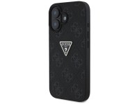 Guess Hot Stamp 4G Pattern Triangle Metal Logo case for iPhone 16 - black