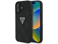 Guess Hot Stamp 4G Pattern Triangle Metal Logo case for iPhone 16 - black
