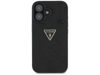 Guess Hot Stamp 4G Pattern Triangle Metal Logo case for iPhone 16 - black