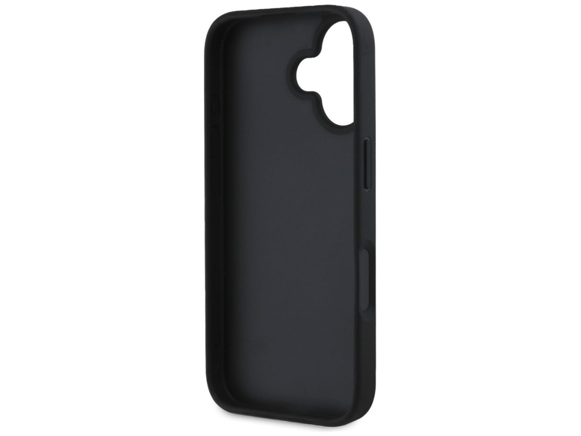 Guess Hot Stamp 4G Pattern Triangle Metal Logo case for iPhone 16 - black