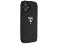 Guess Hot Stamp 4G Pattern Triangle Metal Logo case for iPhone 16 - black