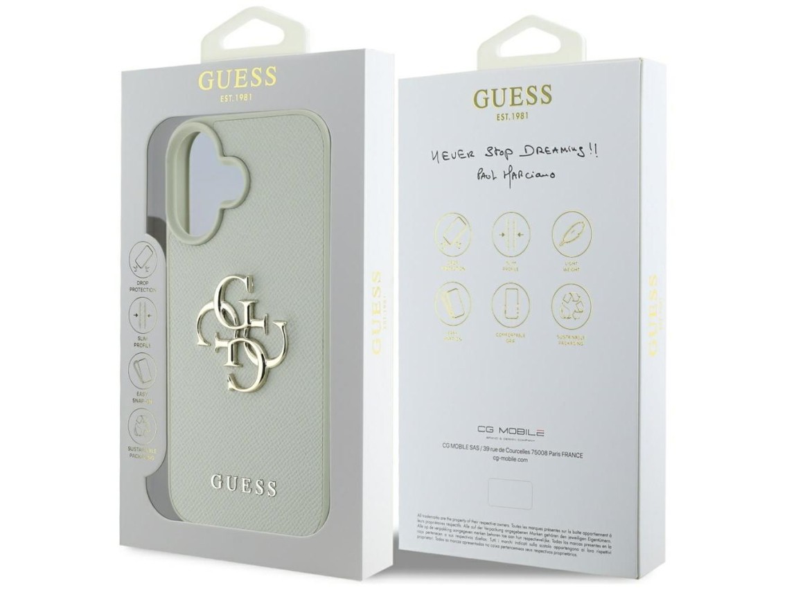 Guess Grained Big 4G Logo Small Classic Logo case for iPhone 16 - green