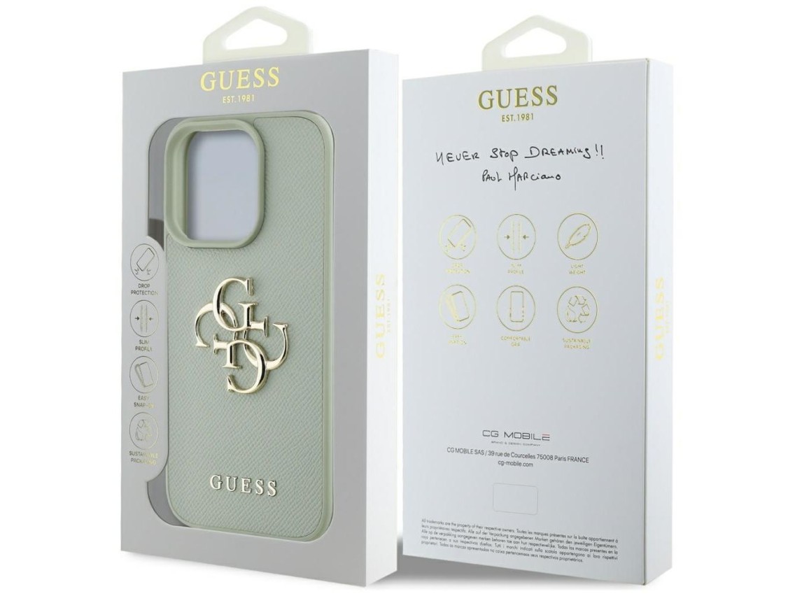 Guess Grained Big 4G Logo Small Classic Logo case for iPhone 16 Pro - green