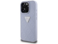 Capa Guess Hot Stamp 4G com padrão triangular e logotipo metálico para iPhone 16 Pro - Roxa Capa Guess Hot Stamp 4G com padrão triangular e logotipo metálico para iPhone 16 Pro - Roxa