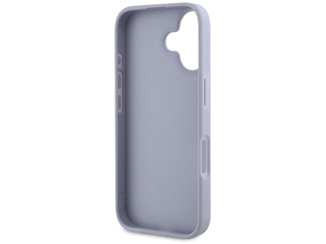 Guess Hot Stamp 4G Pattern Triangle Metal Logo iPhone 16 Case - Purple