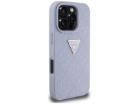 Capa Guess Hot Stamp 4G com padrão triangular e logotipo metálico para iPhone 16 Pro - Roxa Capa Guess Hot Stamp 4G com padrão triangular e logotipo metálico para iPhone 16 Pro - Roxa