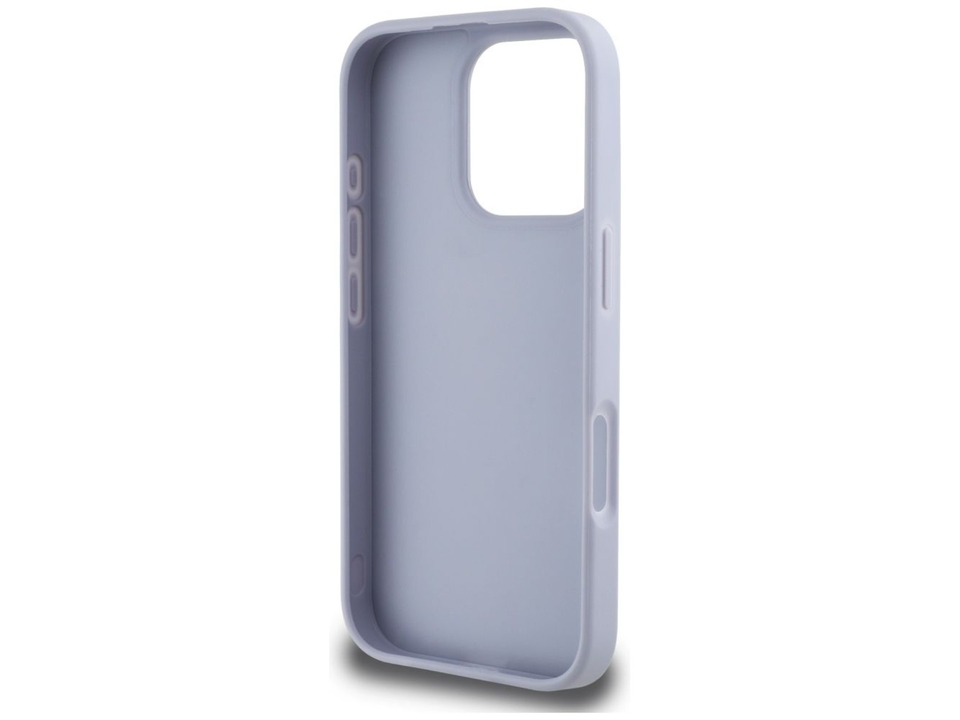 Capa Guess Hot Stamp 4G com padrão triangular e logotipo metálico para iPhone 16 Pro - Roxa