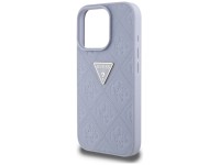 Capa Guess Hot Stamp 4G com padrão triangular e logotipo metálico para iPhone 16 Pro - Roxa Capa Guess Hot Stamp 4G com padrão triangular e logotipo metálico para iPhone 16 Pro - Roxa