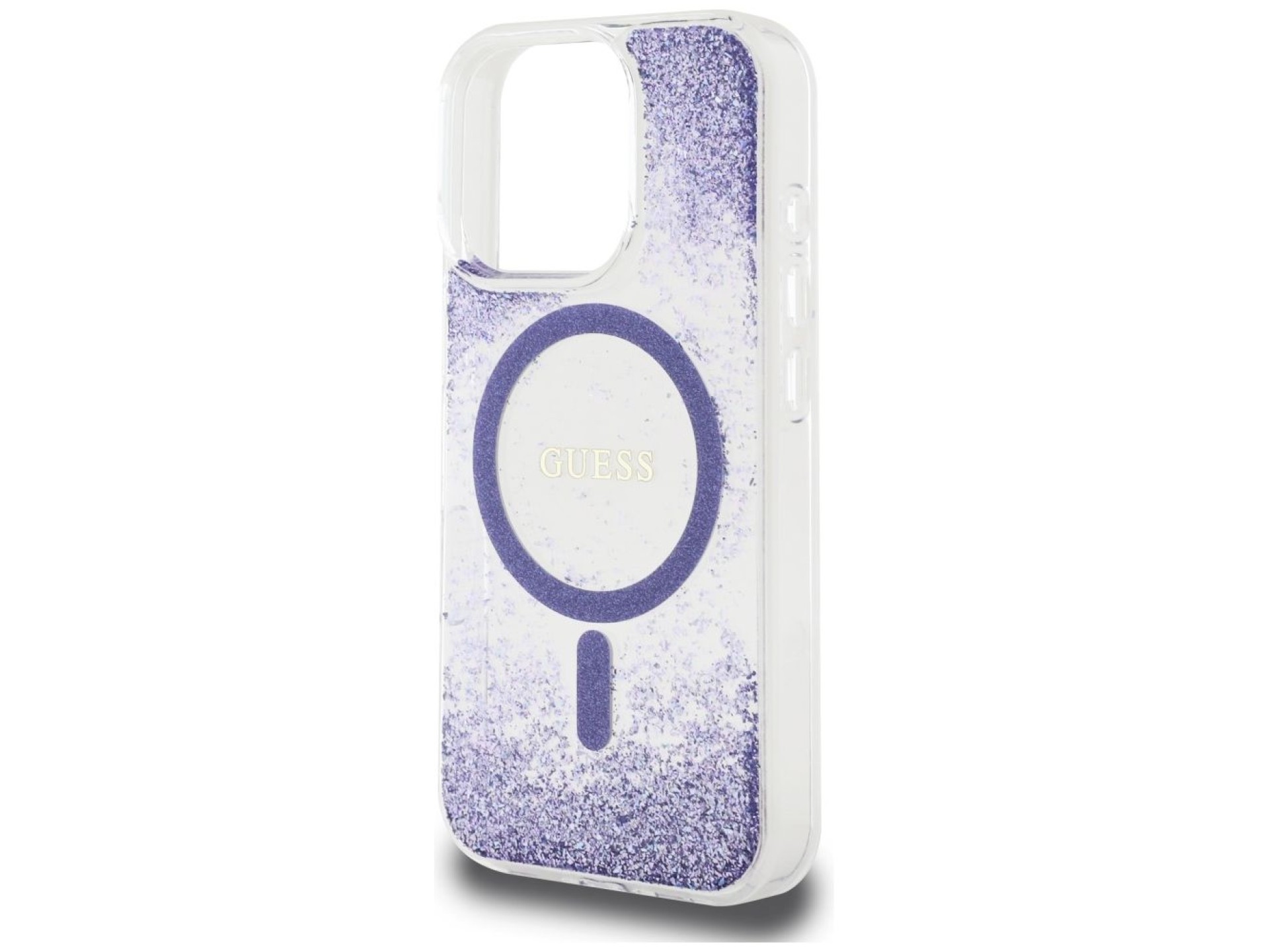 Funda Guess HC Resin Bottom Glitter MagSafe para iPhone 16 Pro Max - morado
