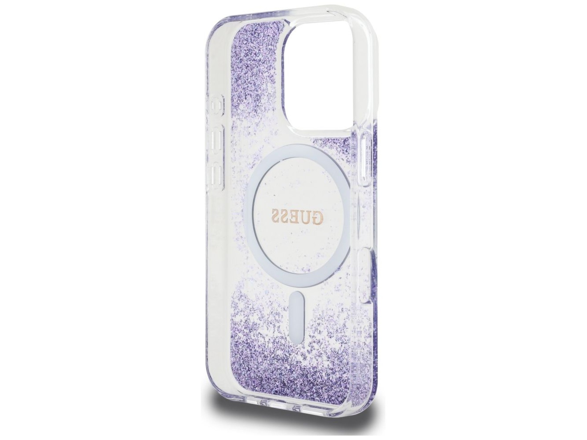 Funda Guess HC Resin Bottom Glitter MagSafe para iPhone 16 Pro Max - morado