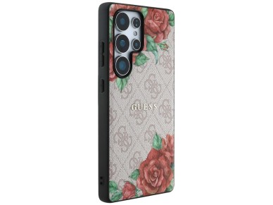 Capa Guess em couro 4G com estampa floral, logo clássico em metal e MagSafe para Samsung Galaxy S25 Capa Guess em couro 4G com estampa floral, logo clássico em metal e MagSafe para Samsung Galaxy S25