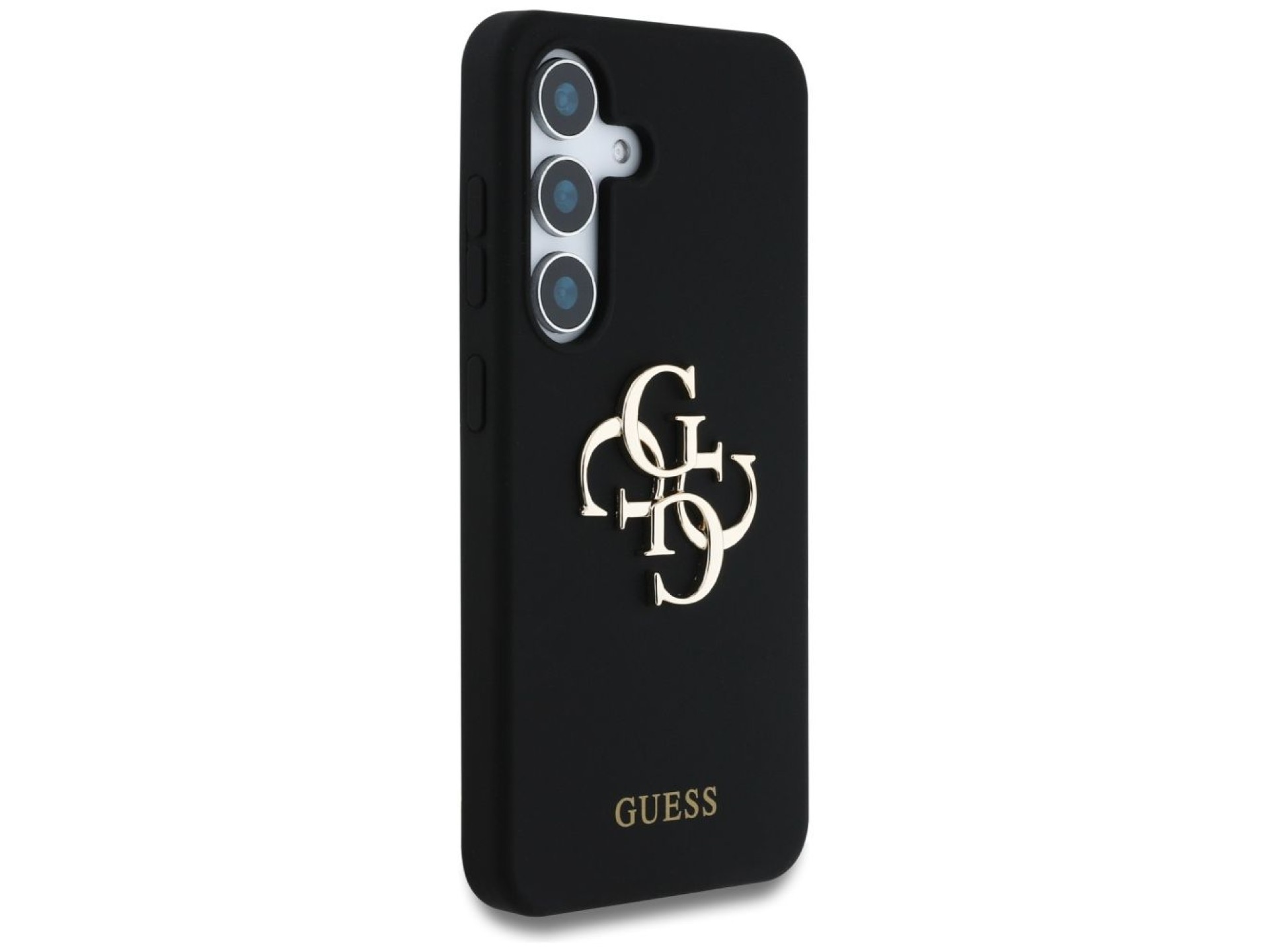 Capa Guess de silicone com logotipo 4G grande na parte inferior para Samsung Galaxy S25 - preta