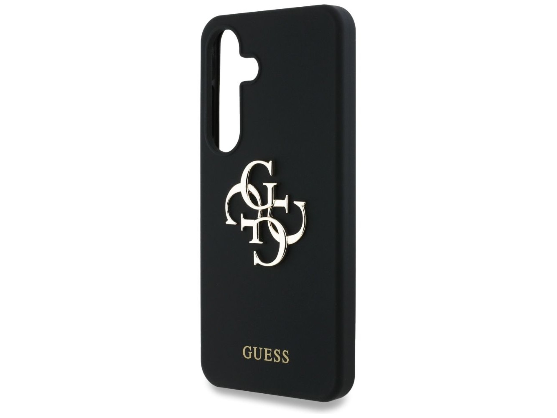 Capa Guess de silicone com logotipo 4G grande na parte inferior para Samsung Galaxy S25 - preta