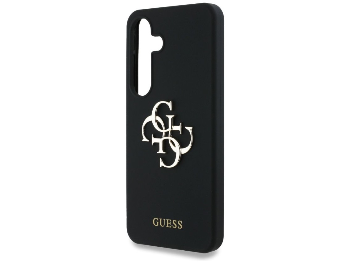 Capa Guess de silicone com logotipo 4G grande na parte inferior para Samsung Galaxy S25 - preta