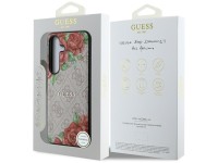 Capa Guess em couro 4G com estampa floral, logo clássico em metal e MagSafe para Samsung Galaxy S25 Capa Guess em couro 4G com estampa floral, logo clássico em metal e MagSafe para Samsung Galaxy S25