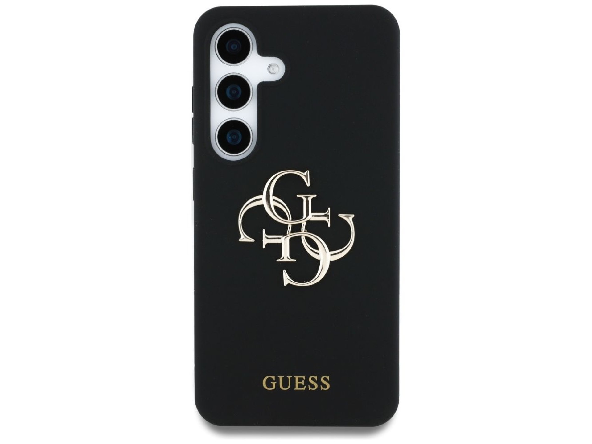 Capa Guess de silicone com logotipo 4G grande na parte inferior para Samsung Galaxy S25 - preta