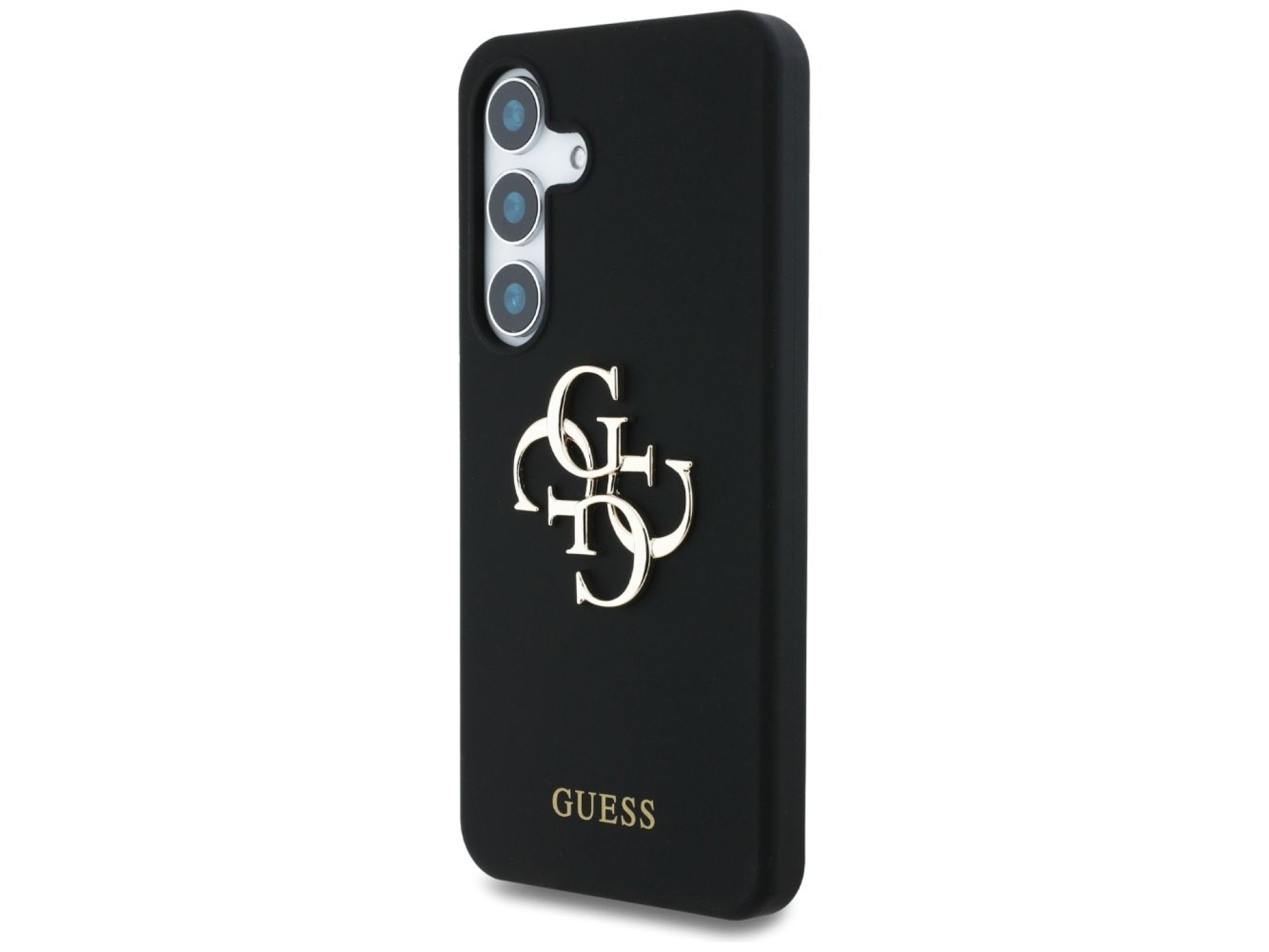 Capa Guess de silicone com logotipo 4G grande na parte inferior para Samsung Galaxy S25 - preta
