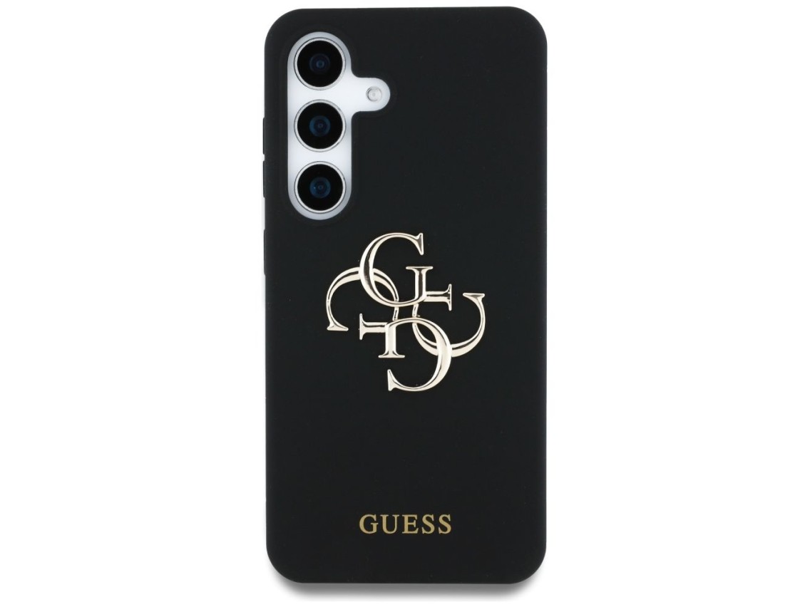 Capa Guess de silicone com logotipo 4G grande na parte inferior para Samsung Galaxy S25 - preta