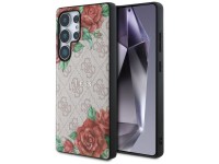 Capa Guess em couro 4G com estampa floral, logo cl�ssico em metal e MagSafe para Samsung Galaxy S25 