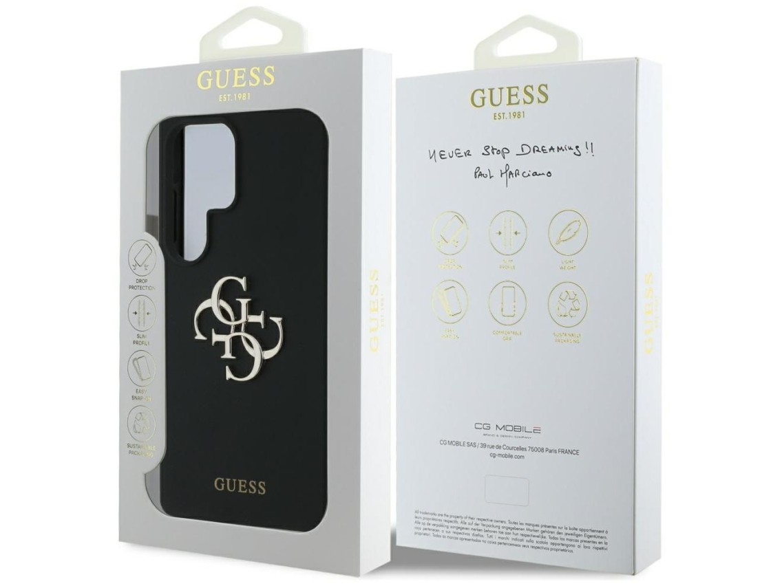 Capa Guess de silicone com logotipo 4G grande na parte inferior para Samsung Galaxy S25 Ultra - pret