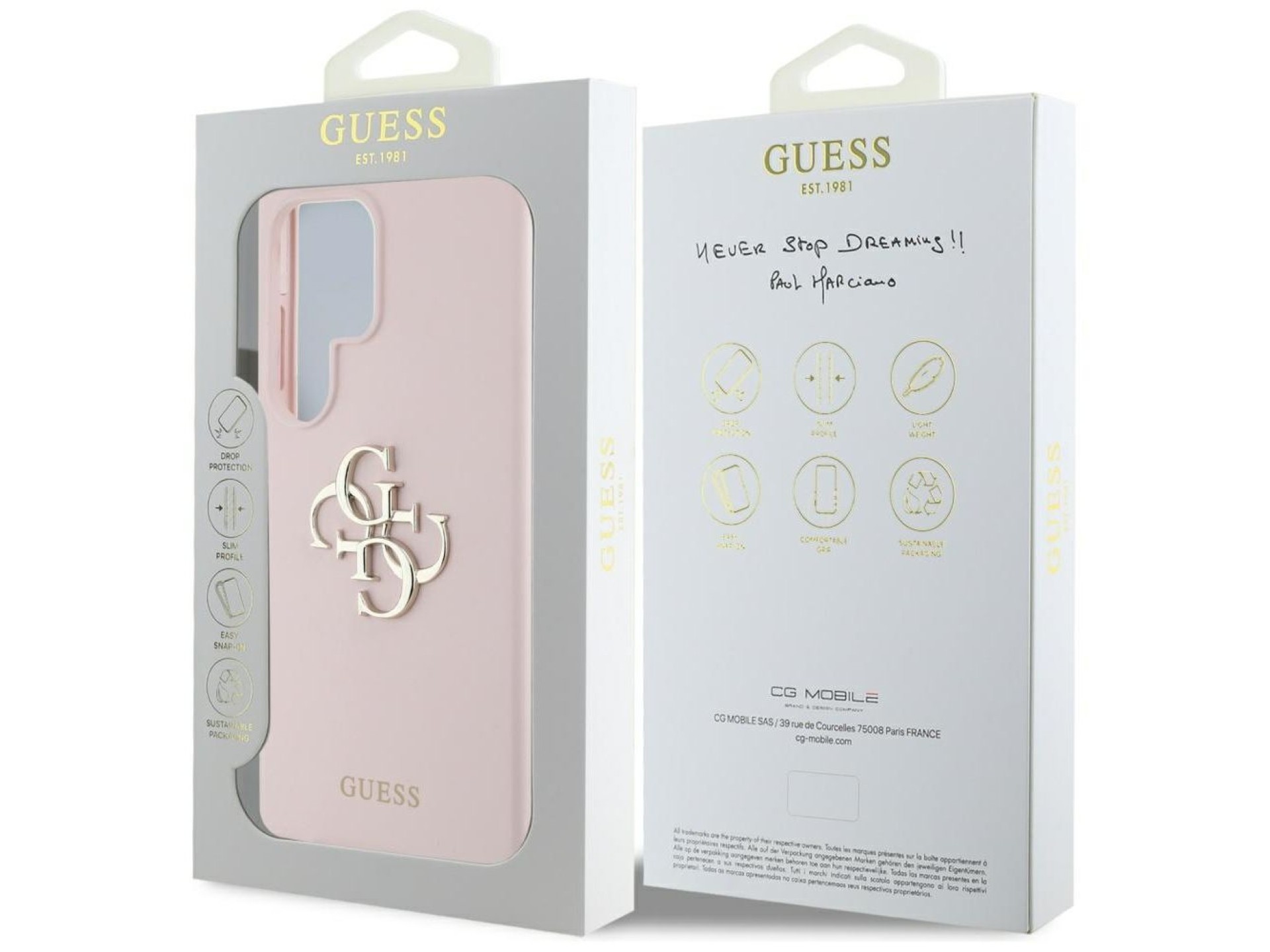 Guess Silicone Big 4G Logo Bottom Script Case for Samsung Galaxy S25 Ultra - Pink