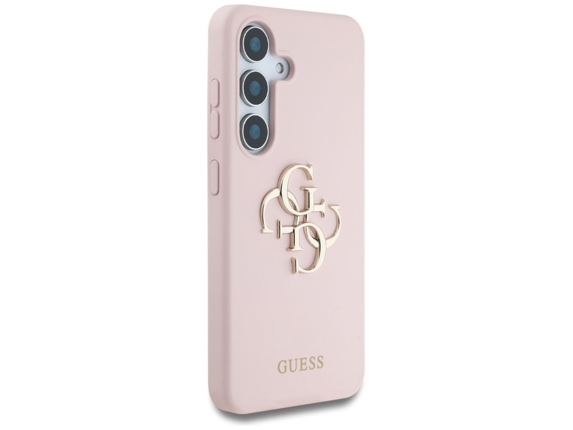 Capa de silicone Guess com logo 4G grande na parte inferior para Samsung Galaxy S25 - Rosa