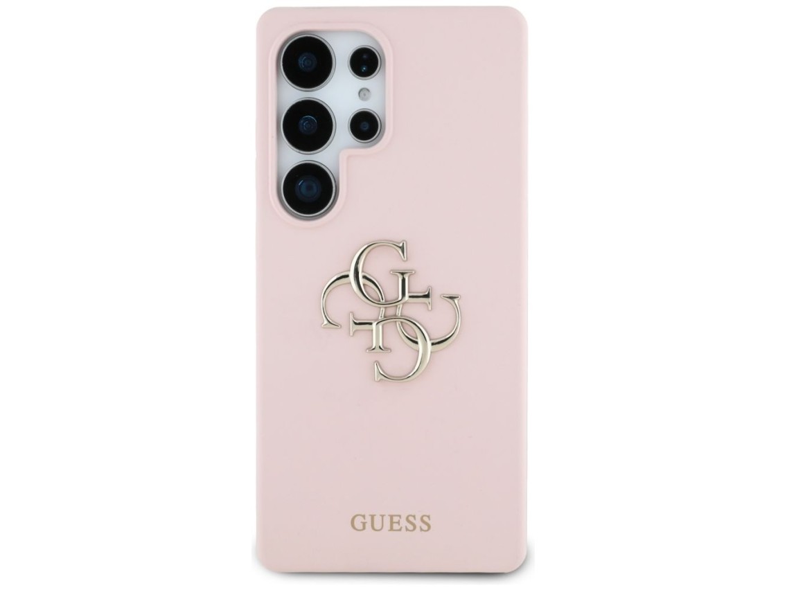 Guess Silicone Big 4G Logo Bottom Script Case for Samsung Galaxy S25 Ultra - Pink