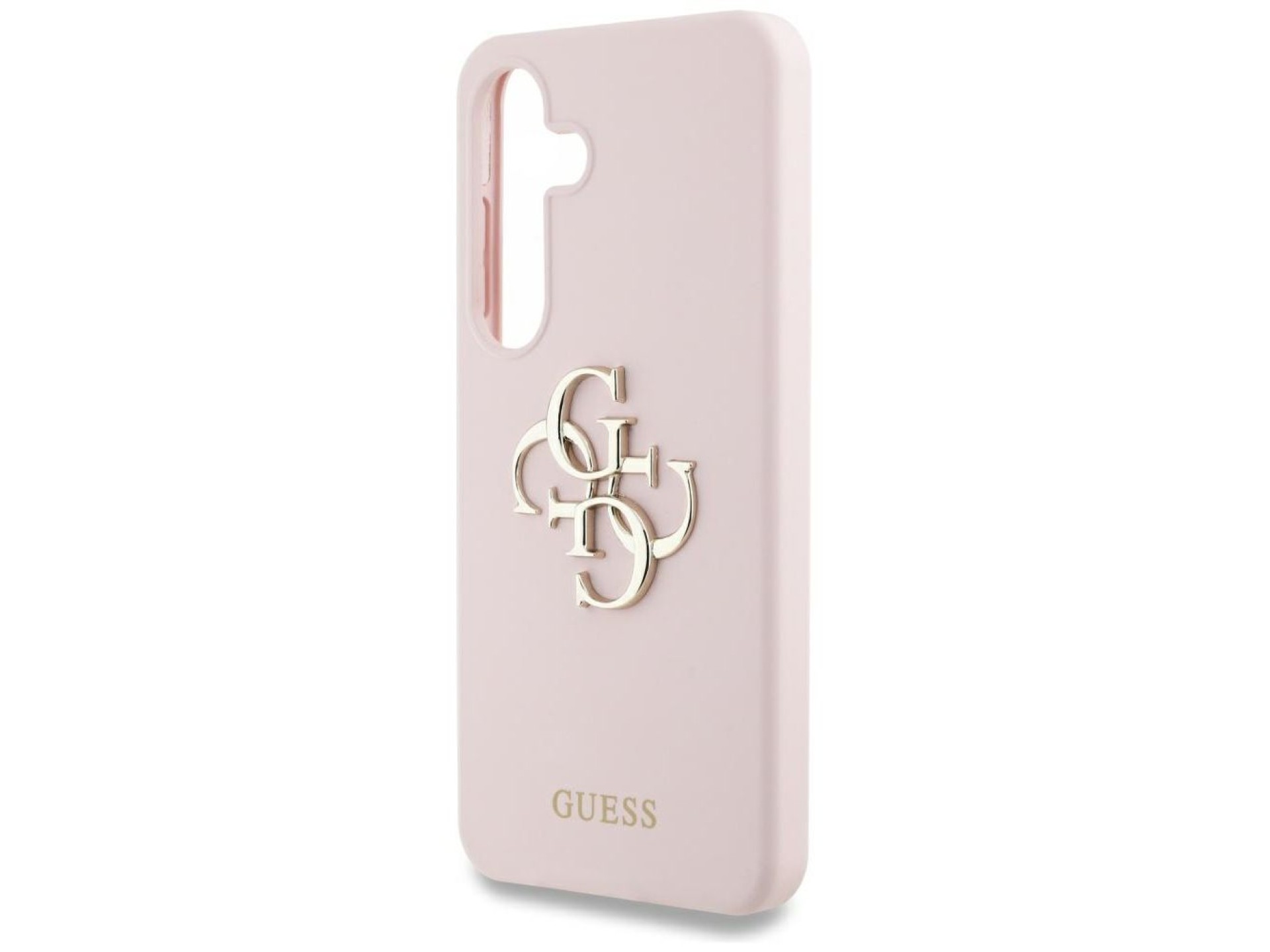 Capa de silicone Guess com logo 4G grande na parte inferior para Samsung Galaxy S25 - Rosa