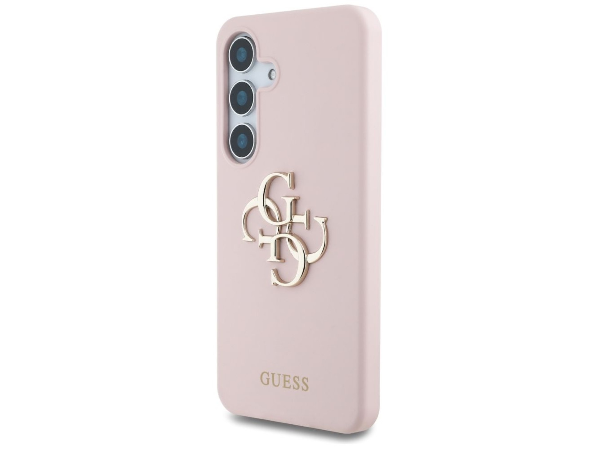Capa de silicone Guess com logo 4G grande na parte inferior para Samsung Galaxy S25 - Rosa
